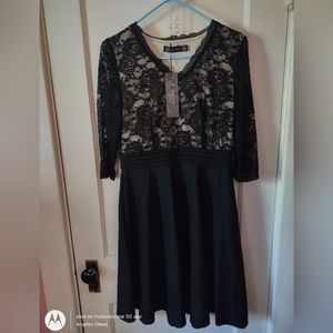 Black floral lace cocktail dress NWT